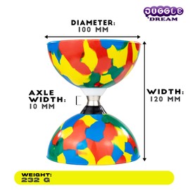 Juggle Dream Jester Diabolo Set - Bearing Axle Professional Diabolo with Aluminium Handsticks and Online Learning Video - Juggling Toy (Multicolour)