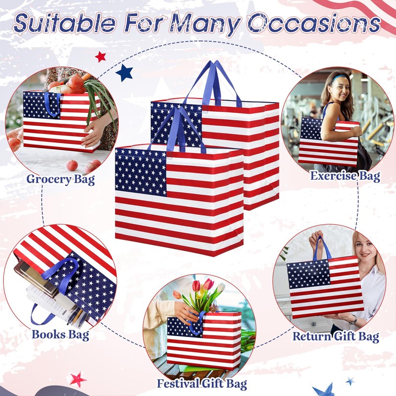 Landhoow 36 Pack American Flag Gift Bags Large 4th of