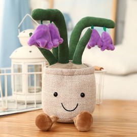 Potted Plush Decoration Cute Plants Plush Toy Skin Friendly Stuffed Ornament for Desktop Car Office Bluebell Purple 35cm/13.8in (0.195kg/6.9oz)