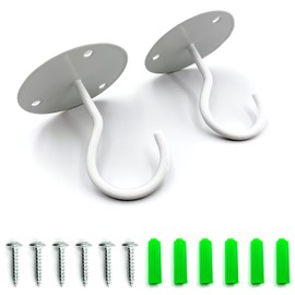 BIDEX 2PCS Heavy Duty Ceiling Hooks for Hanging Plants – Indoor & Outdoor Plant Hangers for Baskets, Bird Feeders, Wind Chimes, Planters – Rust-Resistant, Easy Install Hooks with Screws & Anchors