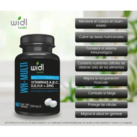Multivitamínico Premium Widl Health  90 Tabletas  Vitaminas y Minerales  Hombre y Mujer  Sin Sabor                                                    
