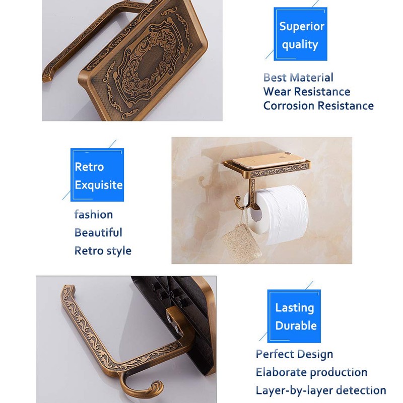 Fredysu Bronze Toilet Paper Holder, Antique Brass Toilet Paper Towel