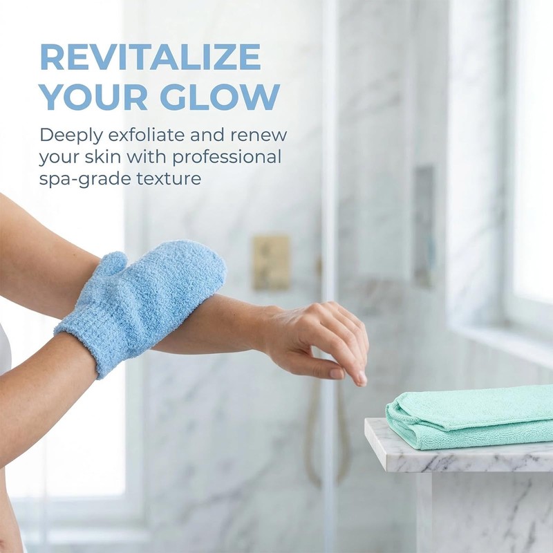 Body Exfoliating Gloves Back Scrubber Set, Exfoliating Shower Towel Body