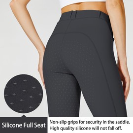 Willit Women's Horse Riding Pants Full Seat Silicone Equestrian Breeches Horseback Schooling Tights Zipper Pockets Gray S