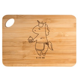 Mr. & Mrs. Panda Bambus - Schneidebrett Einhorn Muffin - Geschenk, Liebesgrüße, Holzbrett Küche, Unicorn, Geburtstag, Holzbrett mit Gravur,