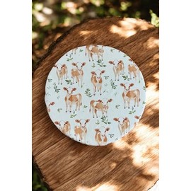 Sourdough Reusable Bowl Cover | Cute Baking Gift | 100% Cotton 11in | Washable | Bread Making and Proofing | Kitchen Food Storage Gifting | Starter Cover Lid Kit (Jersey Cow)