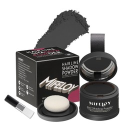Mifeloy Root Touch Up Powder, Instantly Gray Hair Cover Up, Women Color Root Coverage Shadow Powder for Thinning Grey Hairline, Men Roots Concealer for Hair Loss Beard Line Eyebrow, Black