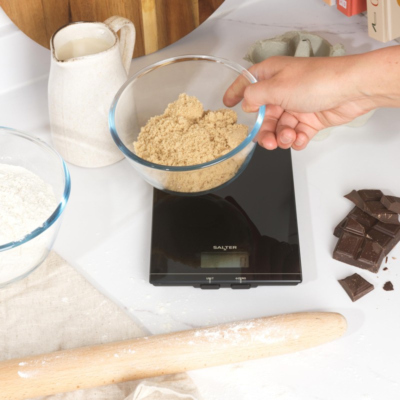 Salter Glass Electronic Kitchen Scales - Digital Baking Scale, Add