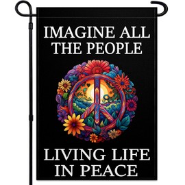 Imagine All The People Living Life in Peace Garden Flag for Outside 12x18 Double Sided Be Kind Garden flag Peace Floral Sign for Outdoor Indoor House Yard Decor