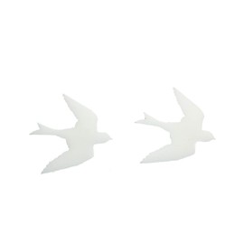 Miniblings Swallows Stud Earrings Bird Birds Swallow Acrylic Glass Wall Glider White - Handmade Fashion Jewellery I Earrings Stud Earrings, Glass