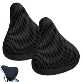 GANILITY Bicycle Saddle Cover, Breathable Padded Seat Cover, Pack of 2, Bicycle Saddle Cover, Padded Bicycle Saddle Cover, Bicycle Accessories for Most Bicycles such as Road Bike, Mountain Bike, Black