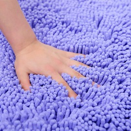 ele ELEOPTION Soft Shag Bath Mat Rug Kitchen Rug Door Way Feet Mat Anti-slip Strip Absorbent Doormat Bathroom Shower Rugs Shaggy Carpet (45 * 70 CM) (Red)