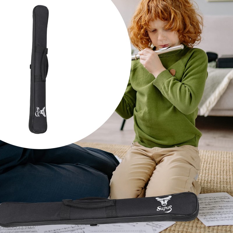 SUPVOX Linen Organizer Flute Case Cover Black Cloth Carrying Case
