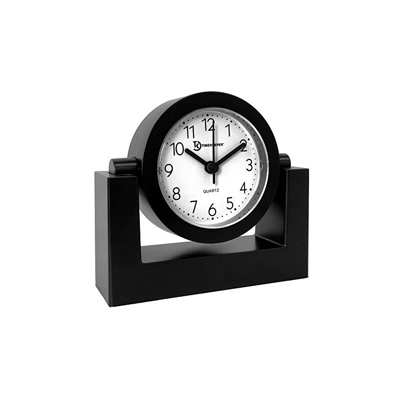 Timekeeper Small Desktop Swivel Clock for Desk, Battery Operated, 6.75"