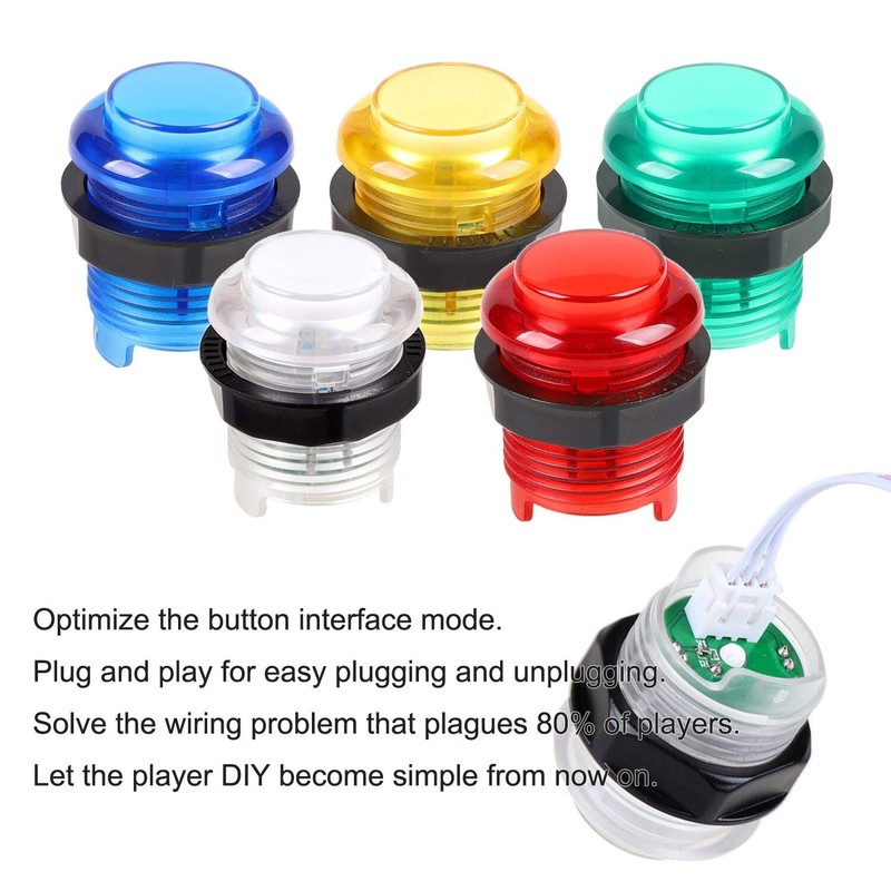 Fosiya LED Arcade Joystick Buttons Kit Ellipse Oval Style 8
