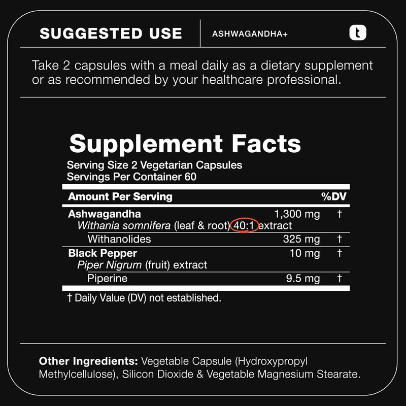 Ashwagandha - Ultra High Potency 40:1 Extract with 25% Withanolides