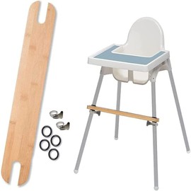 High Chair Footrest, Non-Slip Adjustable Natural Bamboo Wooden Foot Rest for Baby High Chair Footrest with 4 Rubber Rings, Compatible with Antilope IKEA Highchair Accessories…