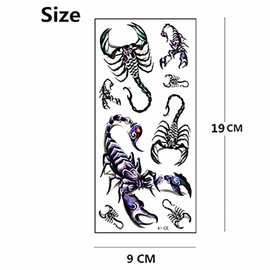 3D Scorpion Temporary Tattoos Temporary Tattoos Stickers Fashionable Fake Tattoos Removable Waterproof Body Art Tattoo Stickers for Men Women Teens Girls Boys, Makeup Body (Scorpion)
