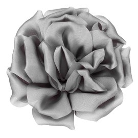 PATIKIL Silk Satin Flower Brooch Pin 4", Large Peony Floral Lapel Pin for Women Wedding Party Birthday Dance Banquet Dress Clothes Hat Bag Decoration, Gray