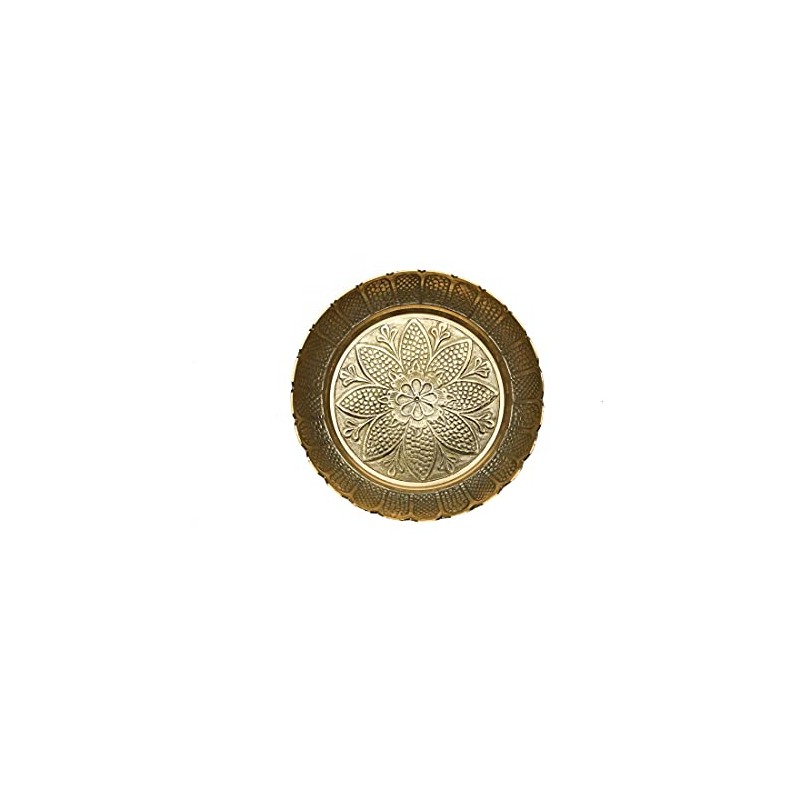 Nakshi Plate, Decorative Brass Indian Prasad Plate Katori for Pooja