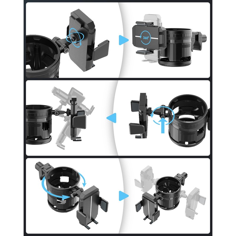 WalkFeel 3-in-1 Universal Wheelchair Cup Holder for Walker, 360° Rotating