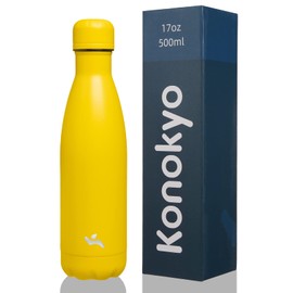 Konokyo Insulated Water Bottles,17 oz Double Wall Stainless Steel Vacumm Metal Flask for Sports Travel,Yellow