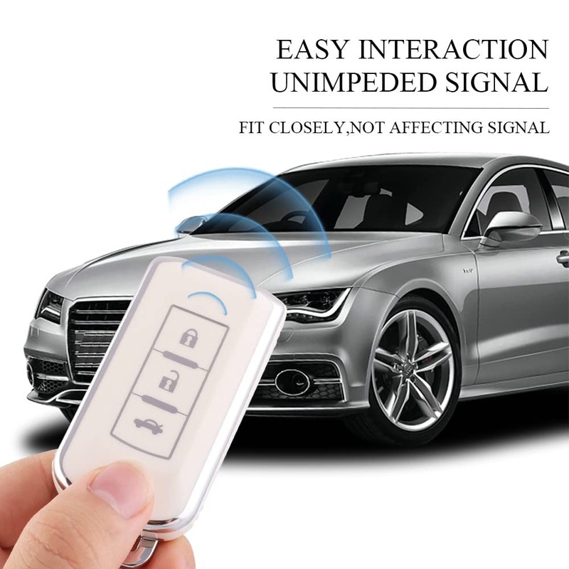 HIBEYO Key Fob Cover Compatible with Mitsubishi Outlander Sport Eclipse