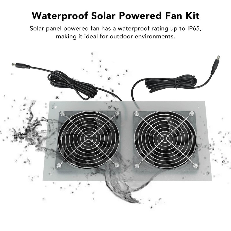 Topyond 15W Solar Panel Fan, Waterproof, Efficient Dual Fan Kit
