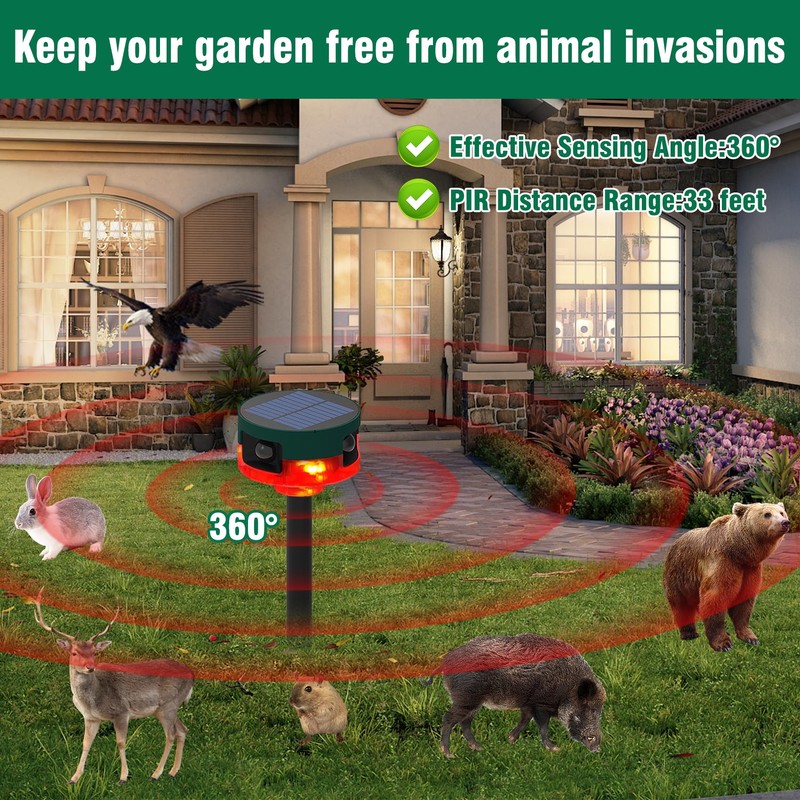 ChunHee Solar Motion Sensor Alarm Outdoor, Dog Barking & Gunshot