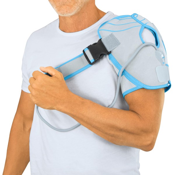 Arctic Flex Compression Shoulder Brace - Cold Ice Pack Wrap with Pump - Supports Rotator Cuff, Tendinitis, Dislocated Joints, Labrum Tears, Frozen Shoulder Pain, Sprains - Fits Left or Right Shoulder