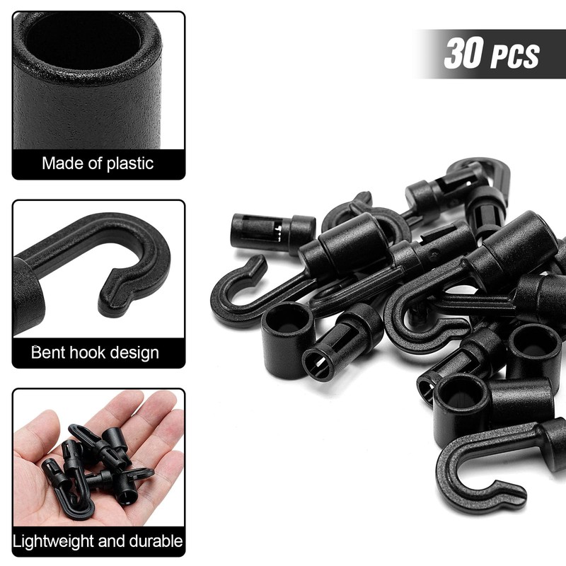 30 PCS Bungee Shock Cord End Hooks for 1/4 Inch,