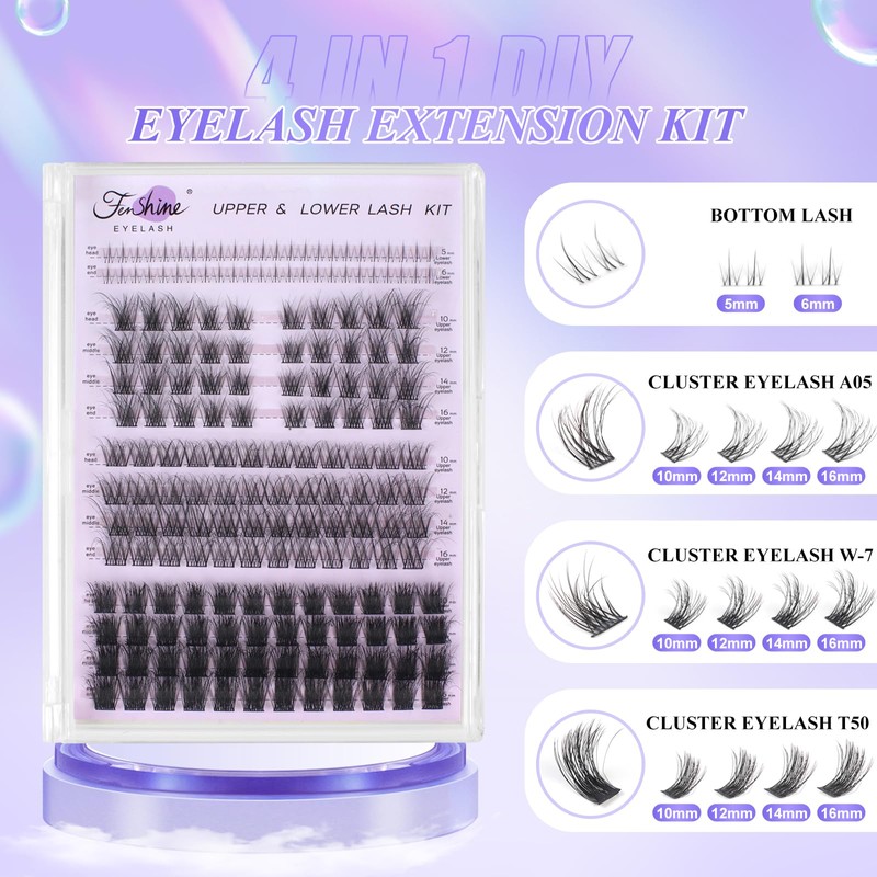 Fenshine Cluster Lashes Individual Lashes Kit 3D WISPY LASH KIT