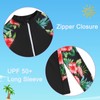 Rashguard for Girls Cute Floral Print Black Swimsuit Long Sleeve