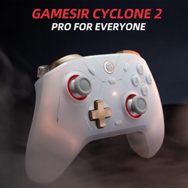 GameSir Cyclone 2 Multiplatform Wireless Controller- TMR Electromagnetic Joysticks&Hall Effect Switch triggers,6-axis Gyro Gaming Controller for Switch/PC/iOS/Android/Steam (Phantom White Standard)