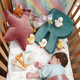 YAKEV Moon Shaped Throw Pillow Star Couch Cushion Decorative Pillows Fluffy Velvet Stars Home Decor Plush for Bedroom (Star, Dusty Pink)