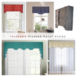 Traceable Designer Swag Curtain, Pleated, Gathered, & Tie-Up Style, No Sewing, Valance Kit for Kitchen, Bedroom & More.