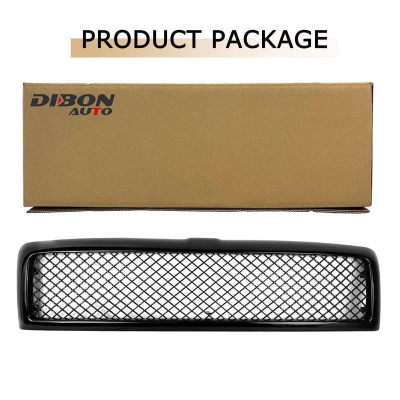 DIBON AUTO Glossy Black Grille Grill For Dodge RAM 1500