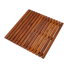 Nordic Style Teak Shower, Bath and Spa Mat | Indoor + Outdoor Use | Non-Slip Wood Platform | Spa, Sauna, Pool, Hot Tub | Luxury Decor (Oiled Finish, 19.6" x 19.6")