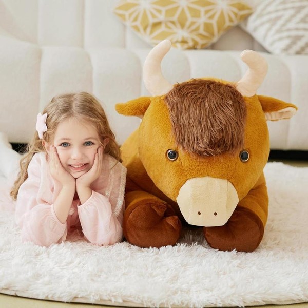 IKASA Giant Highland Cow Stuffed Animal Plush Toy,Big Scottish Large