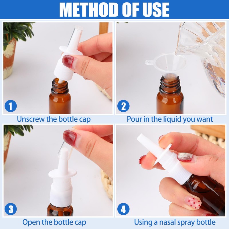 ZHWKMYP 10 Pcs Nasal Spray Bottle, 10ML/0.35OZ 6 Pcs Refillable