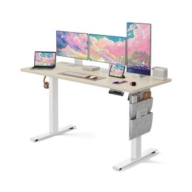 Marsail Electric Adjustable Height Standing Desk with Storage Bag, 55 * 24" Sit Stand Up Desk for Home Office,Computer Gaming Workstation, 4 Memory Height Settings,Cable Manager, and Headphone Hook