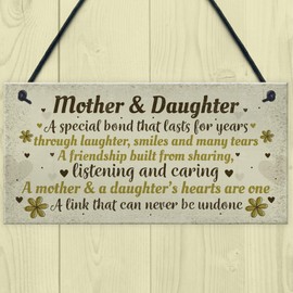RED OCEAN Mother And Daughter Gift Hanging Hand Made Home Sign Plaque Mum Christmas Birthday Gift