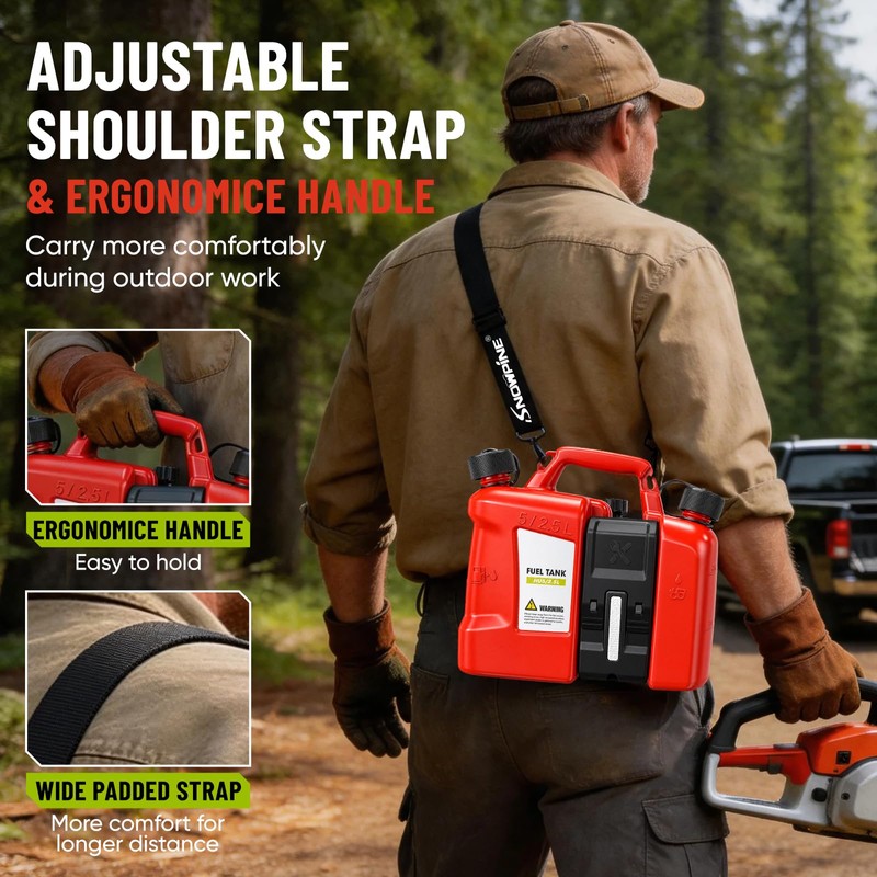 Dual-Chamber Chainsaw Fuel and Bar Oil Can, Portable 2-in-1 Refueling