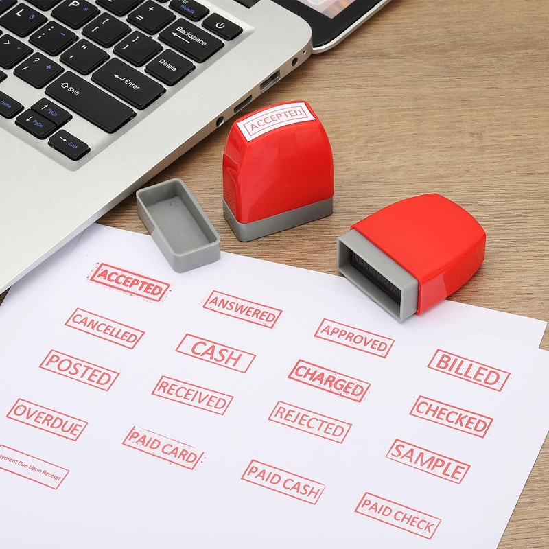 PATIKIL Paid in Full Notice Stamp Self Inking, Red Ink