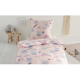 Maple Threads Children's 100% Brushed Cotton Single Duvet Cover Set, Consutruction Vehicles, Unicorns, Cars and Owls Designs (Owls)