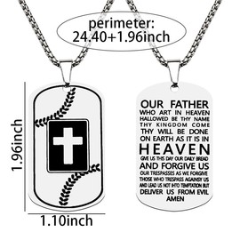 Baseball Cross Necklace with Bible Verse Pendant Necklace for Men Christian Sports Gifts for Teens Adults Religious Graduation Gifts for Him Son Grandson Birthday Gifts for Brother Nephew Gift Ideas