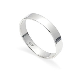 925 Solid Sterling Silver 4mm Flat Band Polished Ring In Sizes G-Z (G)