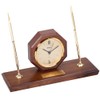 Customizable Quartz Clock and 2 Quality Metal Pen Sets, Walnut