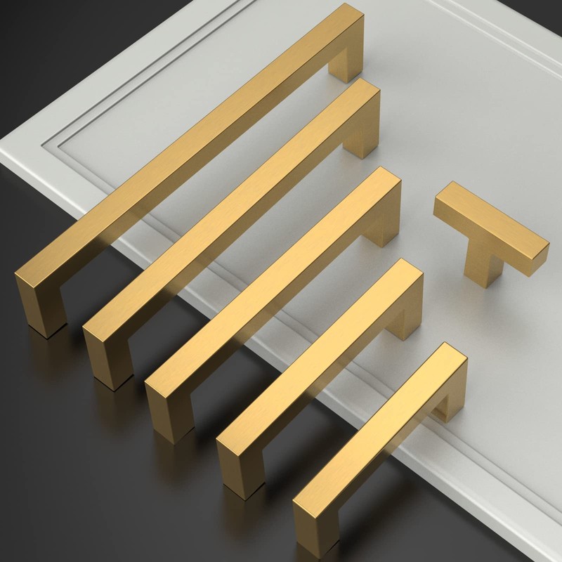 Asidrama 10 Pack 4 Inch(102mm) Gold Kitchen Cabinet Handles, Stainless