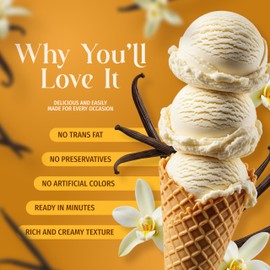 Triple Scoop - Premium Vanilla Ice Cream Mix For Ice Cream Maker. Simple, Easy, Delicious. From Gourmet Mix To Maker in 5 Minutes, Makes 2 Creamy Quarts. Made in USA. (1 Pack, Vanilla)